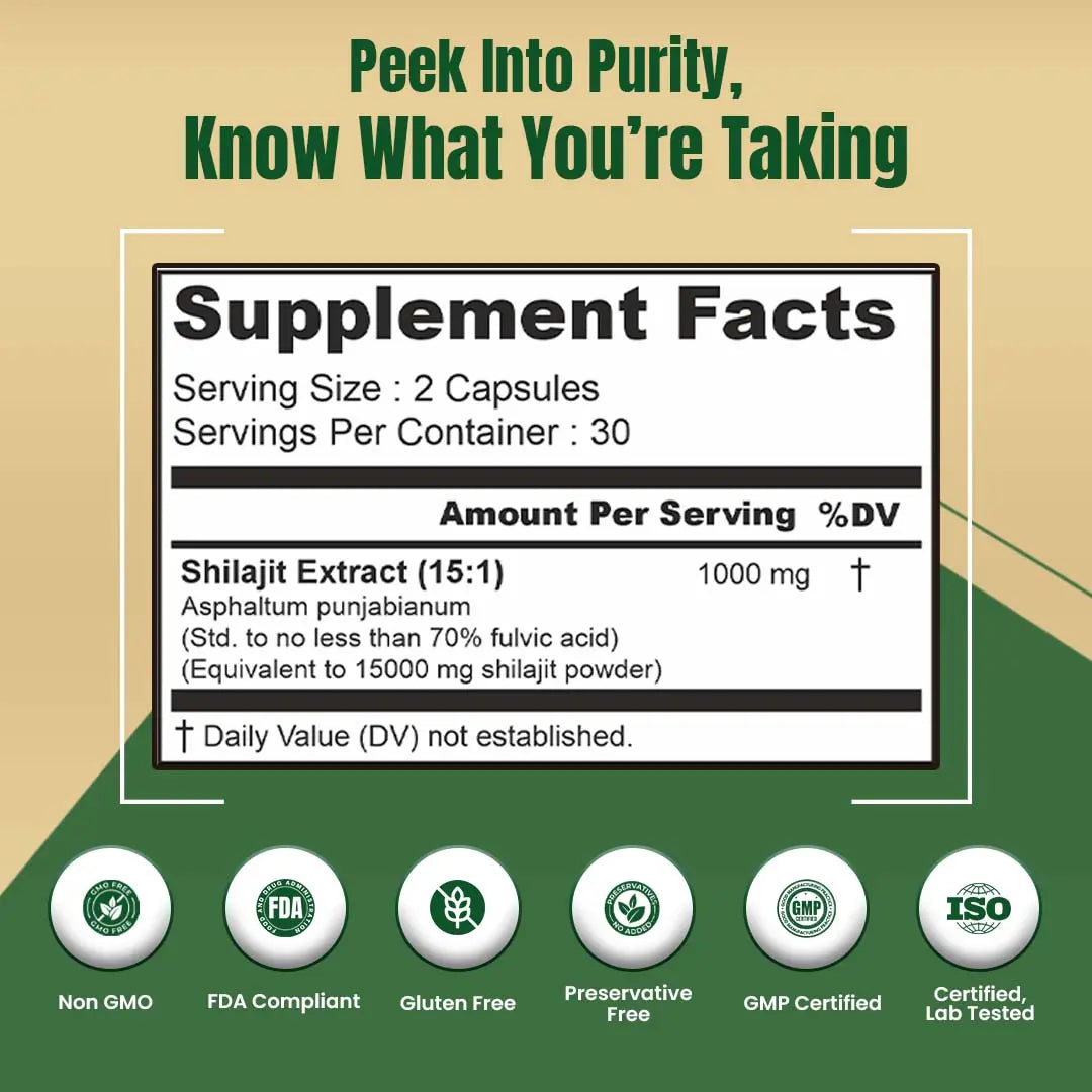 Shilajit Extract Capsules (15000mg) - Well being mora Buy | Pure Himalayan Shilajit & Herbal Supplements Online