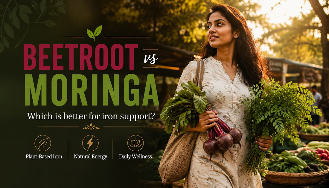 Beetroot vs Moringa for Iron India — Which One Actually Raises Your Haemoglobin Faster? WellBeingMora Buy | Pure Beetroot, Turmeric Capsules & Herbal Supplements Online