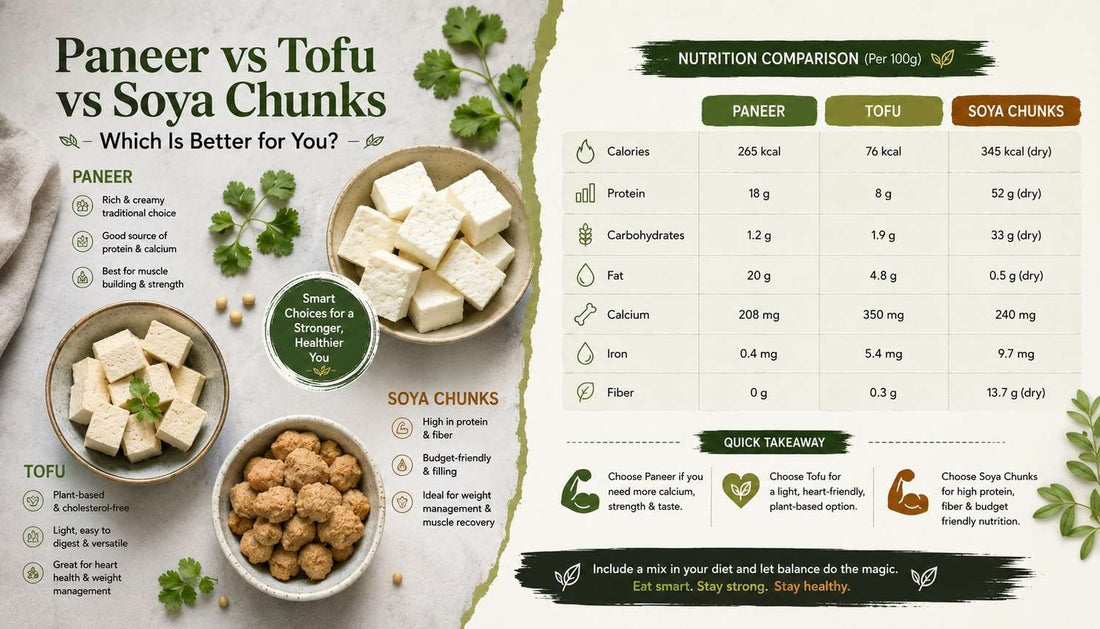 Paneer vs Tofu vs Soya Chunks India - Which Protein Actually Wins?
