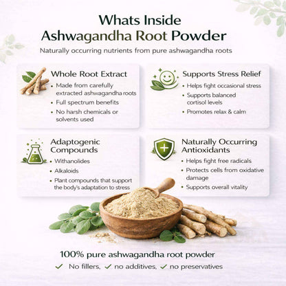 Ashwagandha Root Powder - Pure Raw Adaptogenic Herb - All Natural