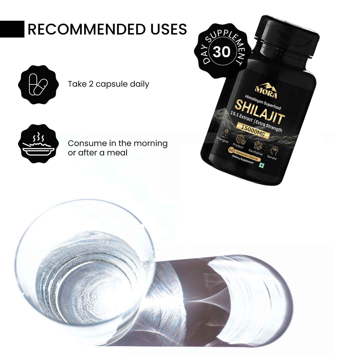 Himalayan Shilajit Extract Capsules with 15:1 Extract, Lab Tested