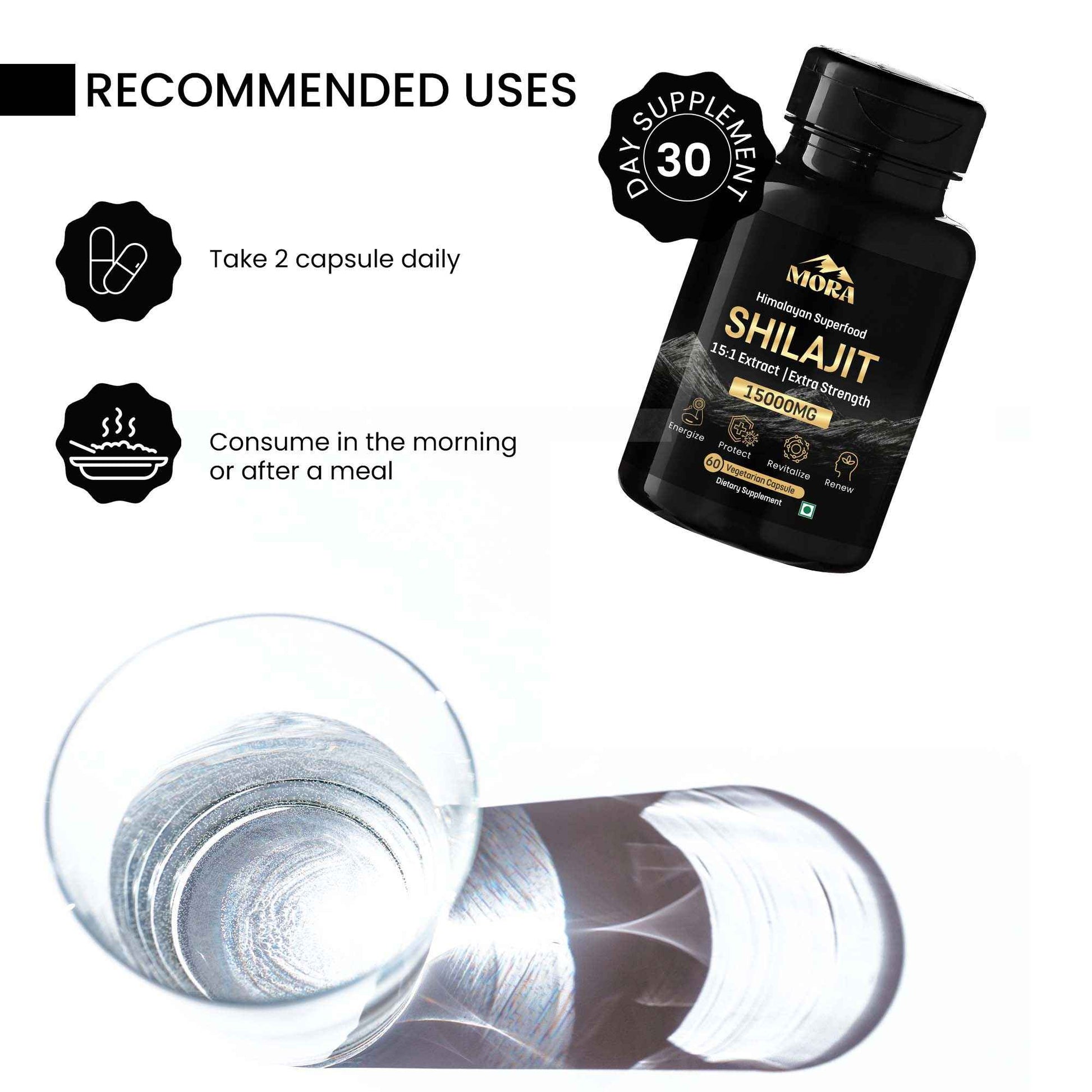 Himalayan Shilajit Extract Capsules with 15:1 Extract, Lab Tested