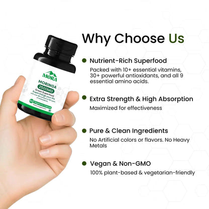 Moringa Extract Capsules – 5:1 Pure Leaf Extract, Green Superfood