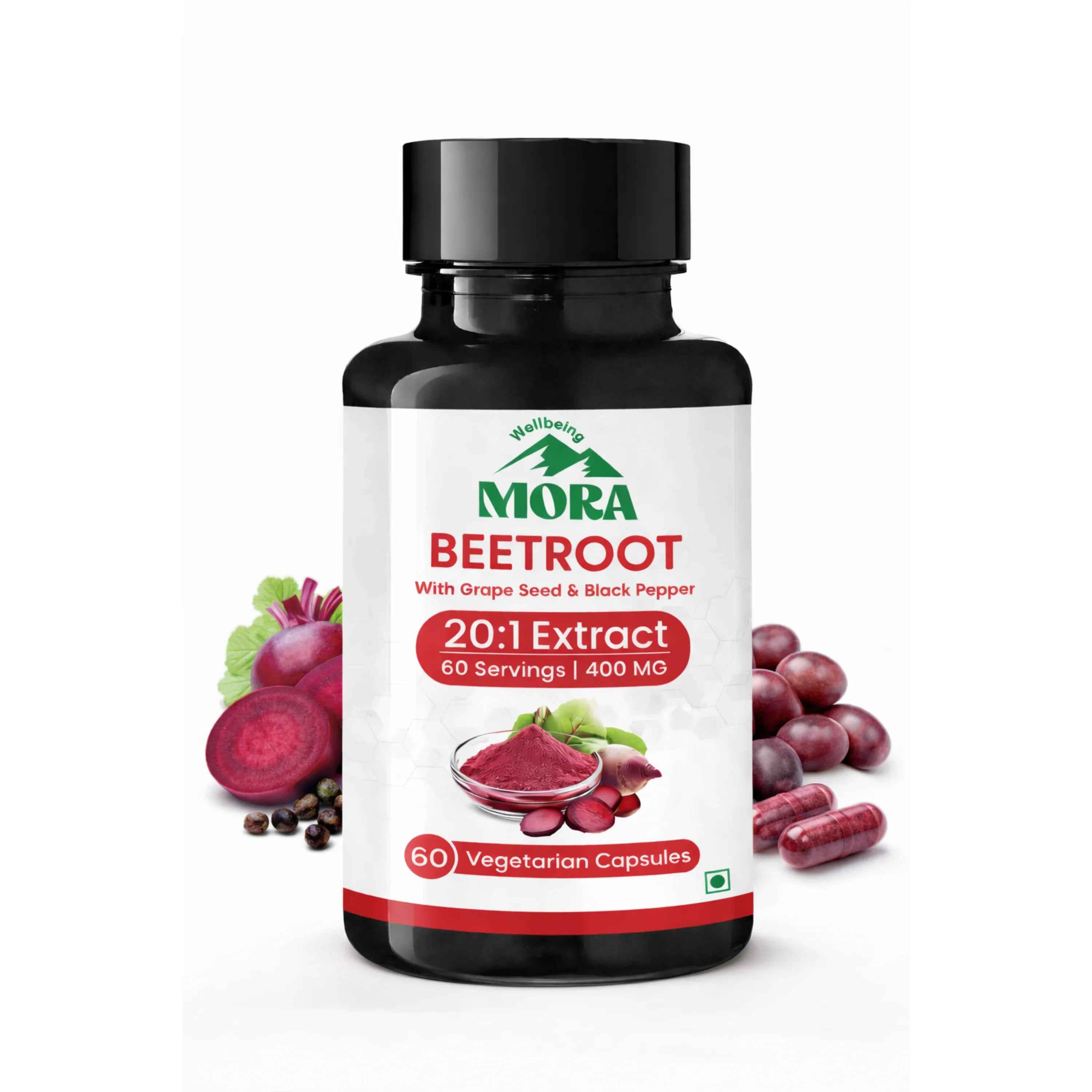 Beetroot (20:1) Extract Capsules With Grape Seed & Black Pepper Extract