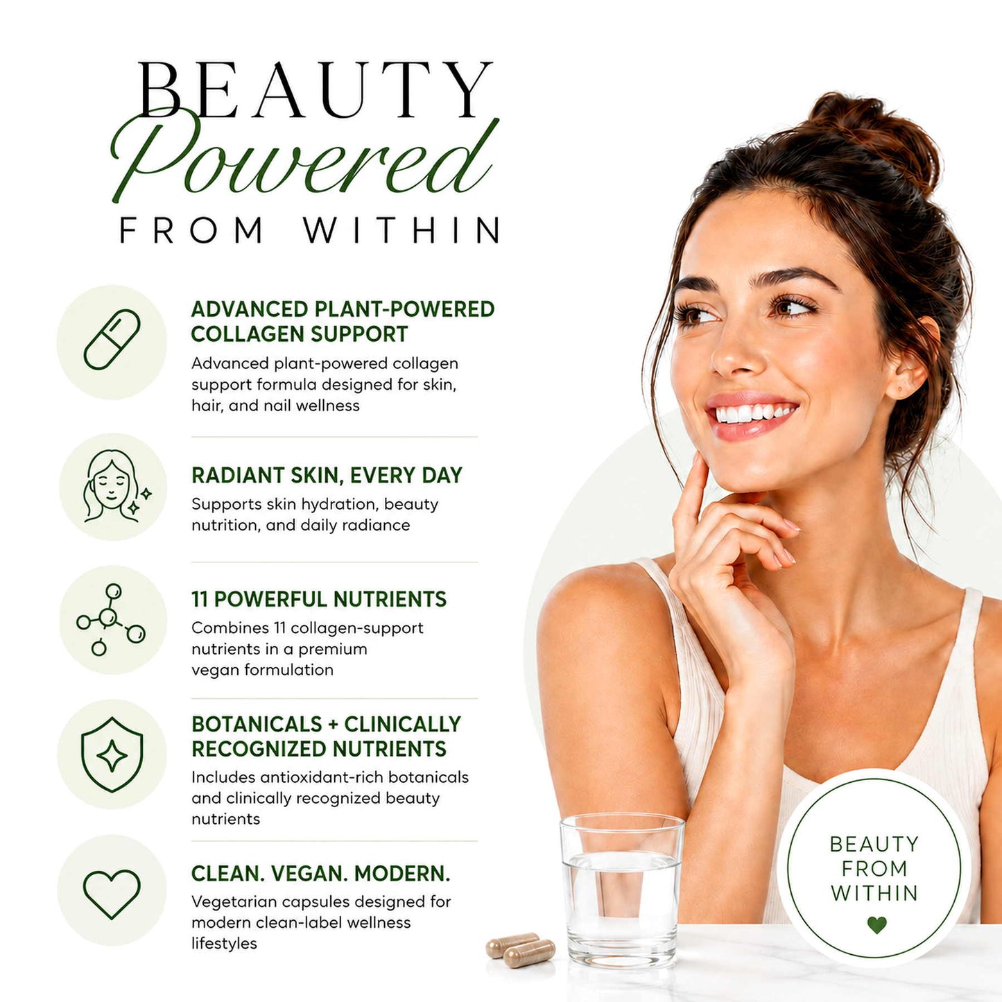 Vegan Collagen for Skin, Hair & Nails with Hyaluronic Acid & Astaxanthin | 60 Vegan Capsules