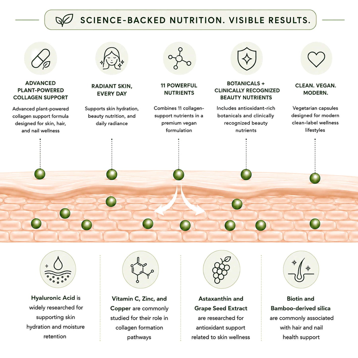 Vegan Collagen for Skin, Hair & Nails with Hyaluronic Acid & Astaxanthin | 60 Vegan Capsules