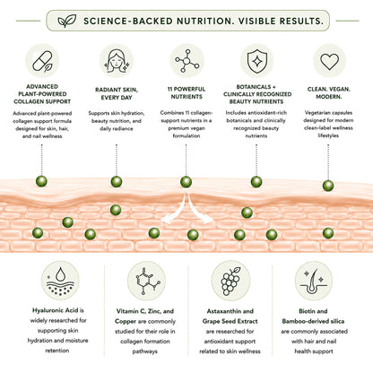 Vegan Collagen for Skin, Hair & Nails with Hyaluronic Acid & Astaxanthin | 60 Vegan Capsules