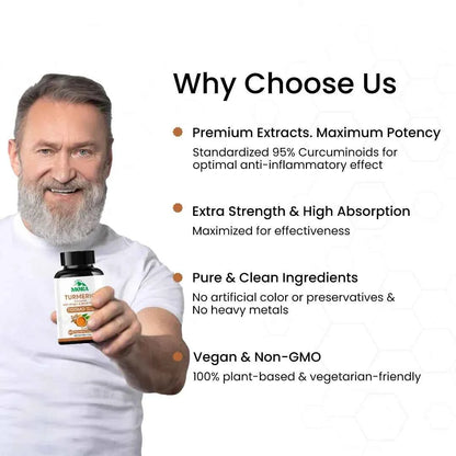Turmeric 95% Curcumin Capsules  with Ginger & Black Pepper