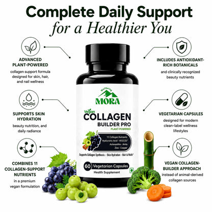 Vegan Collagen for Skin, Hair & Nails with Hyaluronic Acid & Astaxanthin | 60 Vegan Capsules