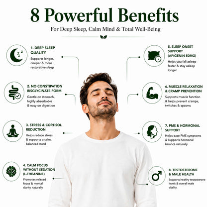 Magnesium Glycinate Capsules | Deep Sleep & Calm with  Ashwagandha, L-Theanine & Apigenin | 60 Veg Capsules