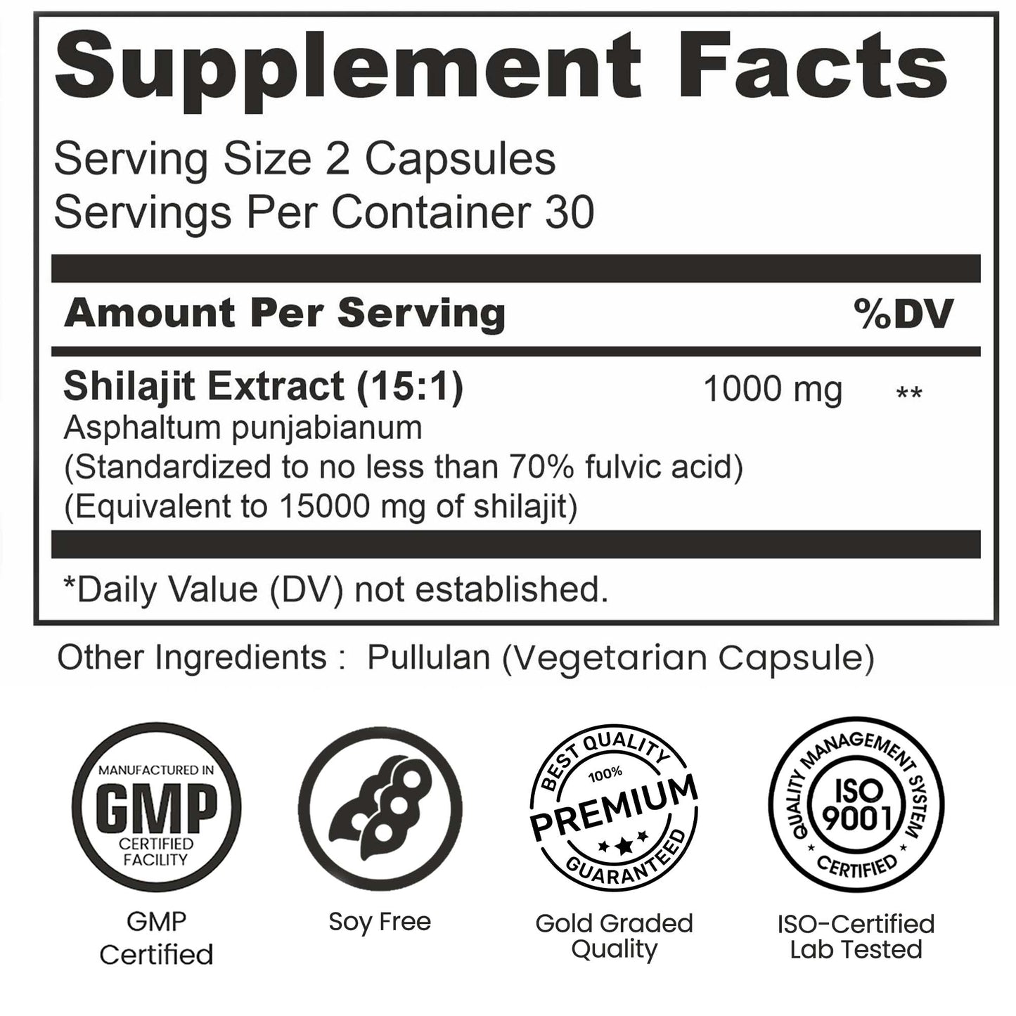 Himalayan Shilajit Extract Capsules with 15:1 Extract, Lab Tested Wellbeingmora